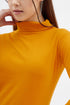 Women Mustard Highneck Full sleeves T-shirt